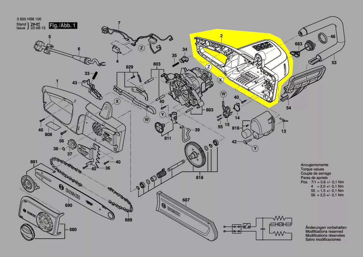 Carter moteur réf. 1 605 108 2HW pour tronçonneuse Bosch